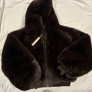 SKIMS Dark Brown Faux Fur Jacket